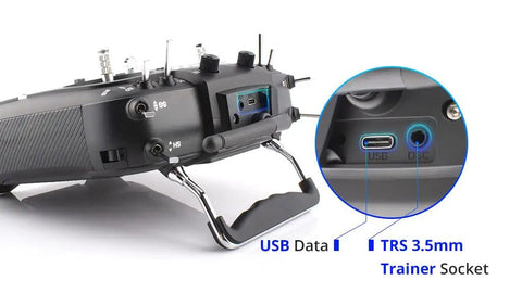 TX16S MKII 4.0 Gimbals Open Source Transmitter With ELRS 4 In 1 2.4G showing USB-C port and TRS 3.5mm socket