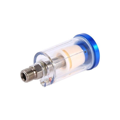 Clear view of the inline oil water trap filter for Spray Gun Pro Grade Air Pressure Regulator With 140 PSI 10 Bar Gauge