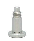 Built Tough Heavy Duty Stainless Steel Indexing Plunger With Spring Loaded Lock Pin And Rest Position Knob Bolt For Machine Tool Jigs And Fixtures Pro Grade Precision Hardware, close-up of stainless steel plunger.