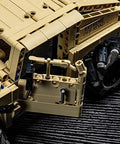 Close-up of a technic RC Hummer kit showing detailed armored design and 804 piece assembly, perfect for STEM learning and off-road fun.