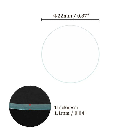 Six Pack 22mm Round Watch Crystal Lens Replacement Kit Clear Optical Glass Durable 1.1mm Thick for Replacing Worn or Broken Dial Lenses