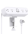 8 In 1 Desk Clamp Power Strip With 4 Outlets And 4 USB Ports Including 2 USB-C PD Fast Charge, 30W USB-C PD Charger, Under Desk Edge Mount Shelf With 5 Ft Extension Cord, Surge Protector For Home Office Setup