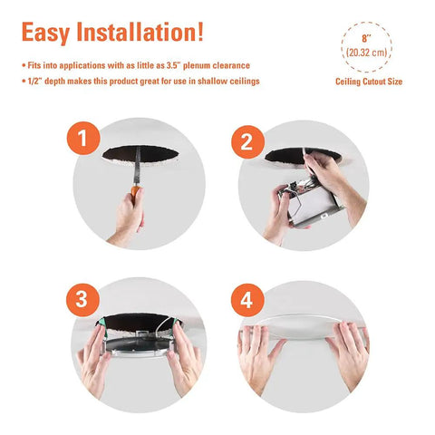 Installation steps for 8 Inch Canless Recessed LED Ceiling Light You Can Dim With Adjustable Color Temp Wet Location Rated Slim Profile