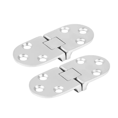 Marine Grade 316 Stainless Steel Door Hinges Mirror Polished Flush Mount 2 Pack showing hinge and screw holes
