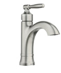 Halle Spot Resist Brushed Nickel One Handle Bathroom Sink Faucet With Optional Deck Plate Aerated Water Flow Flexible 1 Or 3 Hole Installation For Easy Clean Look, side view