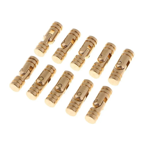 Copper Barrel Concealed Hinges For Wooden Boxes, Cylinder Style, 17 X 5 Mm, Golden Finish, 10 Pack, Hidden Hinge Hardware