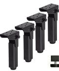Four Pack Heavy Duty Adjustable Metal Furniture Legs Black Folding 90 Degree Table Feet Height Adjustable 0 To 10mm Self Locking Iron Supports