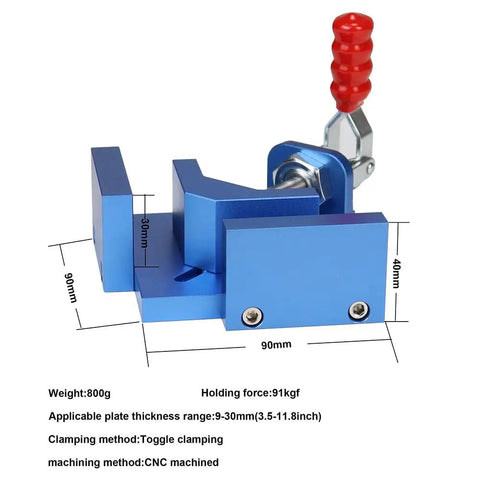 Pro Grade Right Angle Clamp For Woodworking With Precise Positioning Squares And 90 Degree Fixture Aluminum Alloy Shop Ready Anodized Surface Handles Plate Thickness 9 To 30 Mm Great For Precise Corner Joints Toggle Splicing And Assembly, blue 90mm clamp