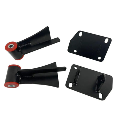 Top Shelf Badass Engine Swap Kit LS Motor Mount Set Frame Brackets Bushings for Chevy LS1 LS6 with heavy-duty black design.