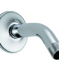 Chrome Shower Arm And Flange, 5-3/4 Inch Length, 1/2 Inch IPS Male Threads with 2-1/2 Inch Outer Diameter, side angle view