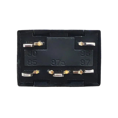 G8V-1C7T-R-DC12 12V 35A 5-Pin Marine Relay bottom view showing pin layout and shielded design for boat electrical systems