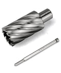 3/4-inch annular cutter with Weldon shank and accompanying cylindrical shank for magnetic drill press