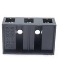 Front view of Dual Row 3 Position Screw Terminal Block Kit 500V 60A Electrical Barrier Strip 2 Pack Brass Screw ABS Housing