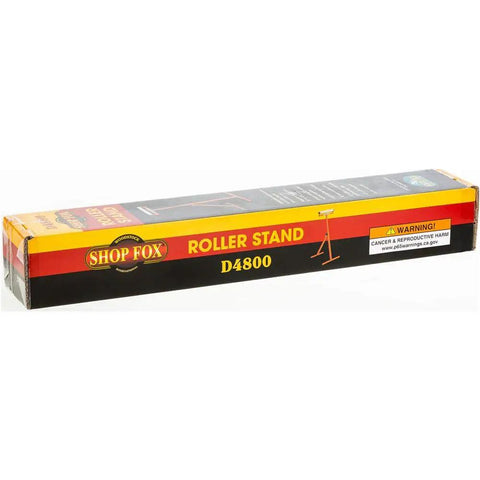 Packaging box of D4800 Roller Stand With 12 Inch Ball Bearing Roller, Beefy Heavy Duty All Steel Stand, Adjustable Height, Orange Finish