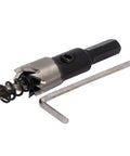 HSS Spring Loaded Hole Saw Kit 14mm Diameter 14mm Cutting Depth 68mm Overall Length Includes 5mm Pilot Drill Bit And Hex Wrench