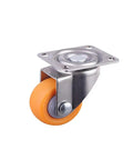 Close-up of a single orange wheel from Pack Of 4 Orange 1.5 Inch Screw Casters For Furniture Wheels Silent Polypropylene Casters For Display