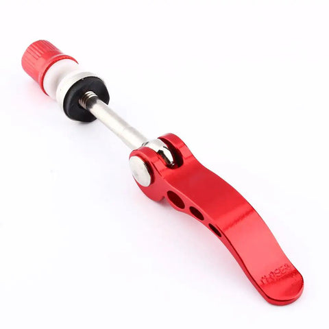 Bike Seatpost Quick Release Clamp And Skewer Fastener Replacement for Tool Free Height Adjustment, red aluminum