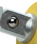 Close-up of Eshok Guard Half Inch Socket Isolator for Impact Wrenches, showcasing durable tool steel with yellow casing.