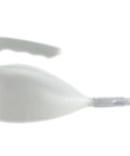 Portable Close Fit Comfort Male Urinal System with Spill Proof Collection Bag in side view, showing white plastic design for bedside use.