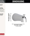 Contemporary Chrome Diverter Tub Spout With Slip Fit One Half To Three Quarters Inch Threaded Connections Five And A Quarter Inch Reach