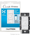 Caseta Wireless Smart Fan Speed Control No Fuss Easy Install With Pico Remote Compatibility in packaging and device