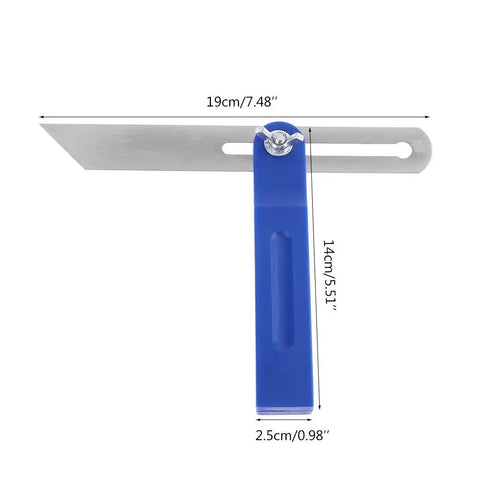 Adjustable Sliding T Bevel Gauge For Dead On Accurate Layouts And Easy Peasy Woodworking Angles, stainless steel blade, blue handle, 19 cm size.