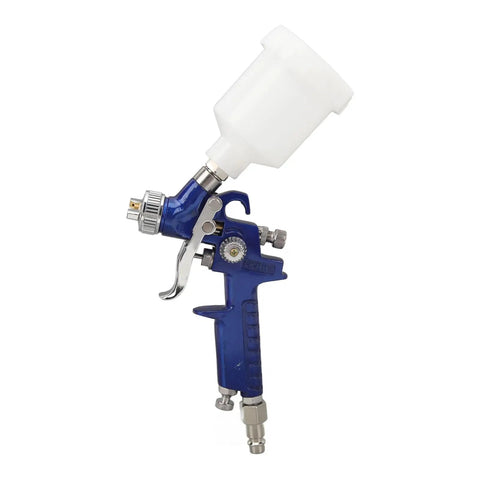 Professional HVLP Paint Sprayer with ergonomic grip, aluminum frame, and large gravity cup for efficient touch ups.