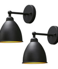 Industrial Hardwire Wall Sconce With Old School Farmhouse Vibe Right Angled Rustic Metal Lampshade For Bedroom Living Room Reading Nook Or Kitchen Black Finish Two Pack E26 Base 40W Max Fully Dimmable With Compatible Dimmer