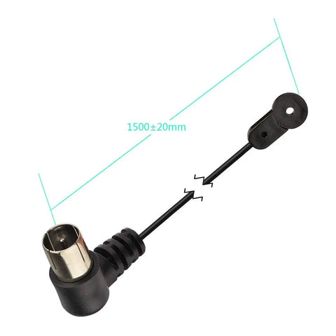 All In One 75 Ohm FM Antenna And AM Loop Antenna Kit For Indoor Home Stereo Receivers showing F Type connector and length