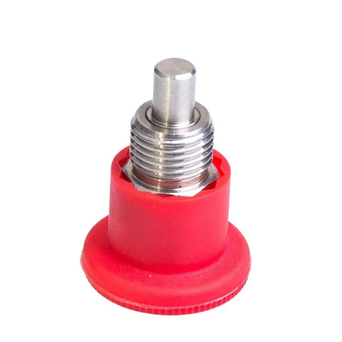 Built Tough Red Stainless Steel Spring Plunger Lock Out Locating Pin Fine Coarse Indexing Adjustment Pro Grade with red housing and metal tip