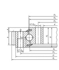 Technical drawing of External Teeth Gear Slewing Ring Bearing With Ball Bearing 011.20.250 011.20.280 011.25.315 dimensions