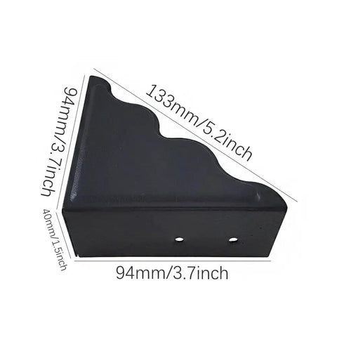 Keep Your Walls Pristine With These Tough Black Metal Corner Protectors Featuring Rust Resistant Build And Slick Smooth Edges For 3.7 Inch Wall Edge Shield Four Pack, showing dimensions of 3.7x5.2 inches.