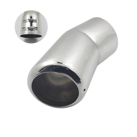 Stainless Steel Black Exhaust Tail Pipe Guard Cover Universal Fit Exterior Muffler Trim With Weatherproof Coating And Sleek Glossy Black Finish Adds Rugged Style Protection And A Dope Road Ready Look, showing a reflective finish.
