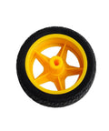 Yellow plastic tire wheel from the Mini DC Gearbox Motor Dual Shaft 1 To 48 TT Gearbox For Arduino Smart Car Robot