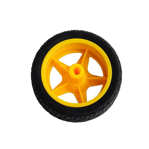 Yellow plastic tire wheel from the Mini DC Gearbox Motor Dual Shaft 1 To 48 TT Gearbox For Arduino Smart Car Robot