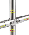 ZHSLDQ silver 3-way joint pipe clamp connector for 1in (25mm) tubes; cross joint with bolts