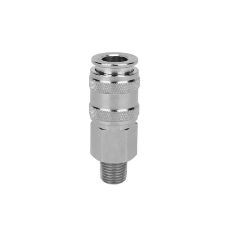 Five In One Universal Quick Connect Coupler One Quarter Inch MNPT Plugs Into All Major Interchanges M Style V Style