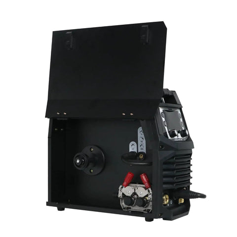 Open side view of Six In One MIG MAG Pulse TIG MMA Plasma Cutter Welder With Gas Or Gasless Operation 200 Amp Max