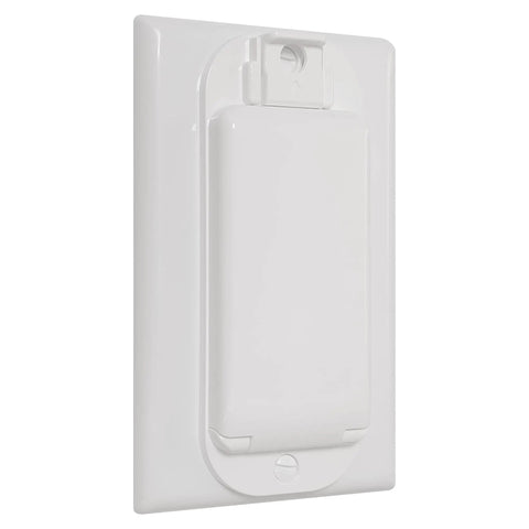 Side view of white Two Pack Rocker Switch Guard Covers for Baby Proofing Your Home, Wall Switch Protectors to Prevent Accidental On or Off.