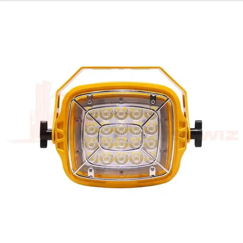 Job Site Beast Heavy Duty 50W Led Loading Dock Light With 40 Inch Folding Arm And Stainless Steel Cage IK10 Wet Rated Industrial Fixture For Warehouses And Hangars Safety Yellow