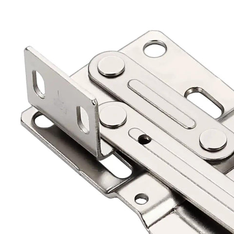 Close-up of Tip Out Tray Hinges For Sink Front Drawers, Steel With Nickel Plated Finish, suitable for narrow cabinets and slim panels