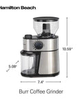 Electric Burr Coffee Grinder With Large 16 Ounce Hopper And 18 Precision Grind Settings For Espresso To French Press, side view
