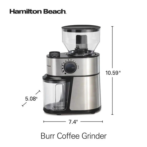 Electric Burr Coffee Grinder With Large 16 Ounce Hopper And 18 Precision Grind Settings For Espresso To French Press, side view