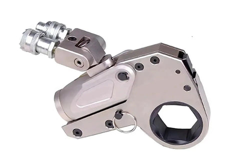 Heavy Duty Hydraulic Torque Wrench Featuring Hollow Body And Square Drive Built Like A Tank For Knocking Down Stubborn Bolts Ridiculously Precise Garage Ready Gear side view highlighting hydraulic connections and square drive.