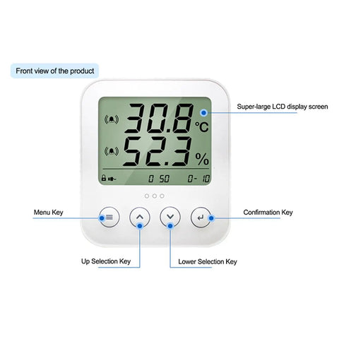 Wall Mounted Temperature And Humidity Transmitter With LCD Display RS485 Modbus 4-20mA And 0-10V Outputs HVAC Sensor front view