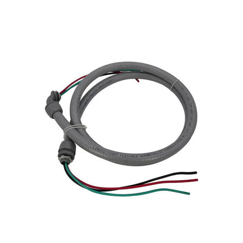 Pro Level Electric AC Whip Assembly With 3/4 Inch By 6 Foot Liquid Tight Flexible Conduit And 8 Gauge THHN Wire coiled for A/C hook up.