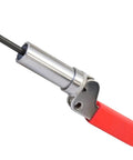 Dope Spring Plunger Tool For 0.158 In Steel Drum Fasteners With Precision Fit and Ergonomic Grip. Silver and red tool with handle.