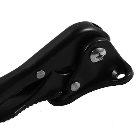 Close-up of a black adjustable kick down door stopper for commercial and home doors with easy installation.