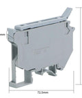 Side view of LED Indicated DIN Rail Fuse Holders And Disconnect Terminal Blocks With Screw Clamp, 24V DC, Gray, 72.5mm tall.