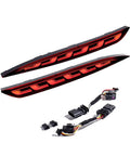 Straight Swap Led Rear Bumper Brake Lights With Sequential Drl Turn Signal Lamps For 2020 To 2023 Tesla Model Y Red Housing, showing red LED lamps with connectors.